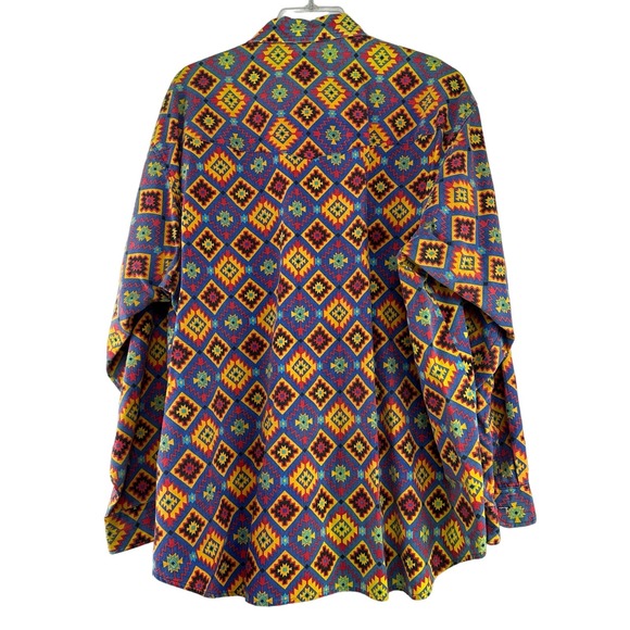 Colorful Geometric Pattern Men's Casual Button Down Shirt - Picture 6 of 9